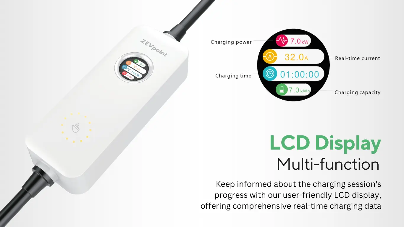 Colour LCD Screen Portable EV Charger